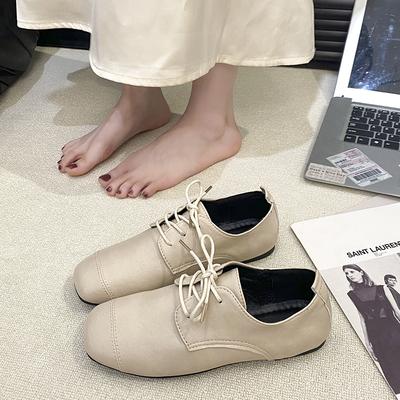 Модные женские ретро британские туфли 2025 новая шнуровка плоская супермягкий комфорт лоферы