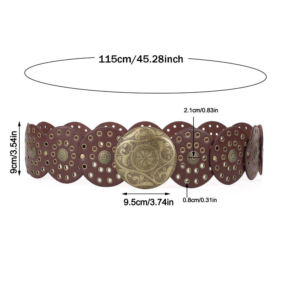 Western Style Disc Belt Y2K Wide Disc Belt Cowboy Wide Disc Belt Hollow Belt for Women