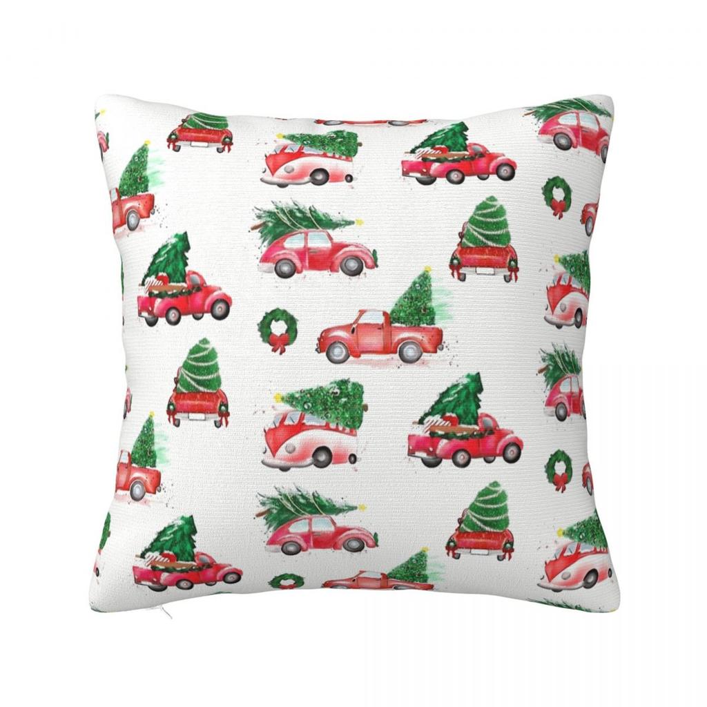 Christmas Festive Vintage Red Trucks And Tree Pillow Cover Pillow Case For Party Home Decor Cushion Cover Soft Pillowcases Gift