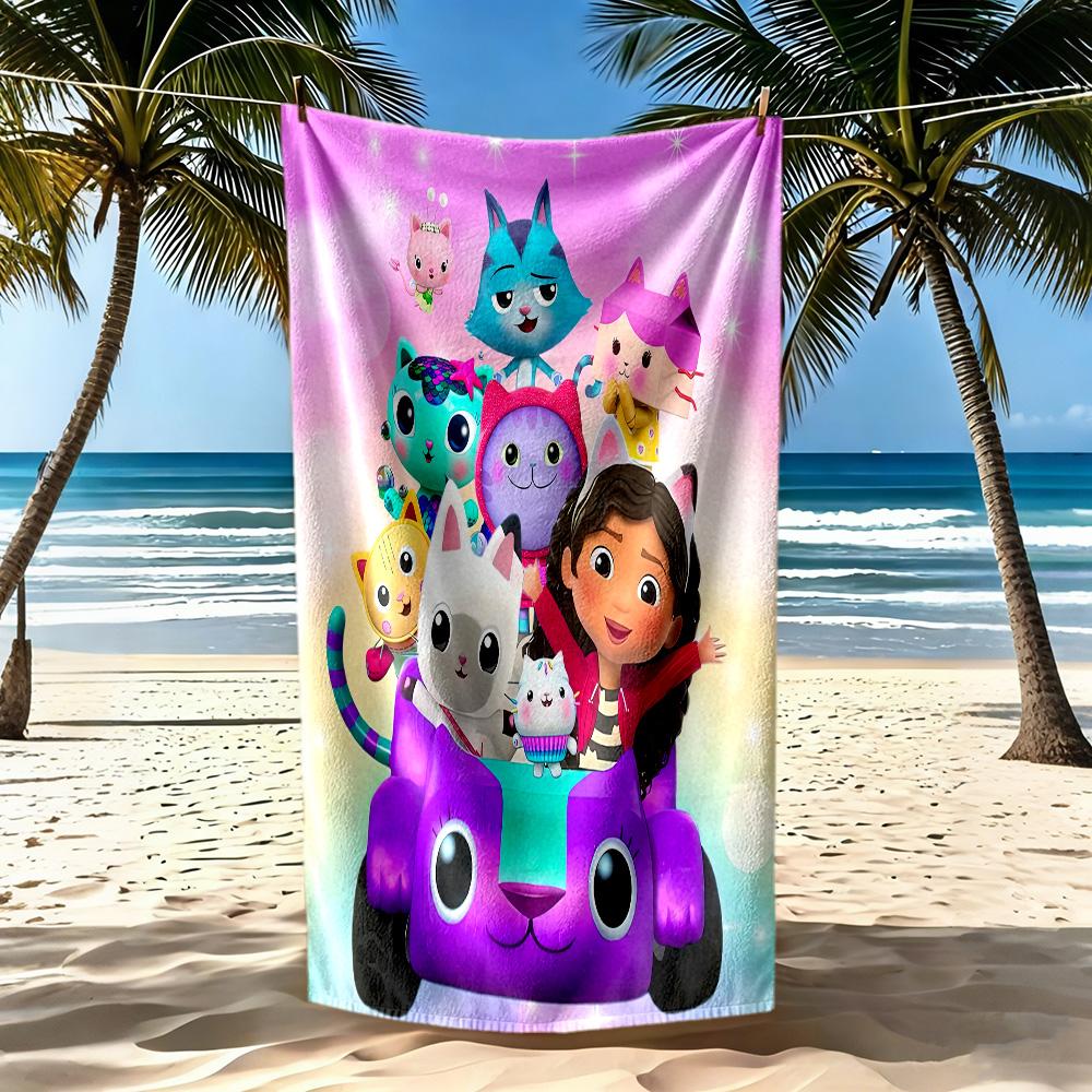 Cartoon Cute Gabbys4 Beach Towel High Absorbency & Quick-Dry Comfortable Lightweight Suitable for Swimming, Gym, Camping, Yoga Vacation