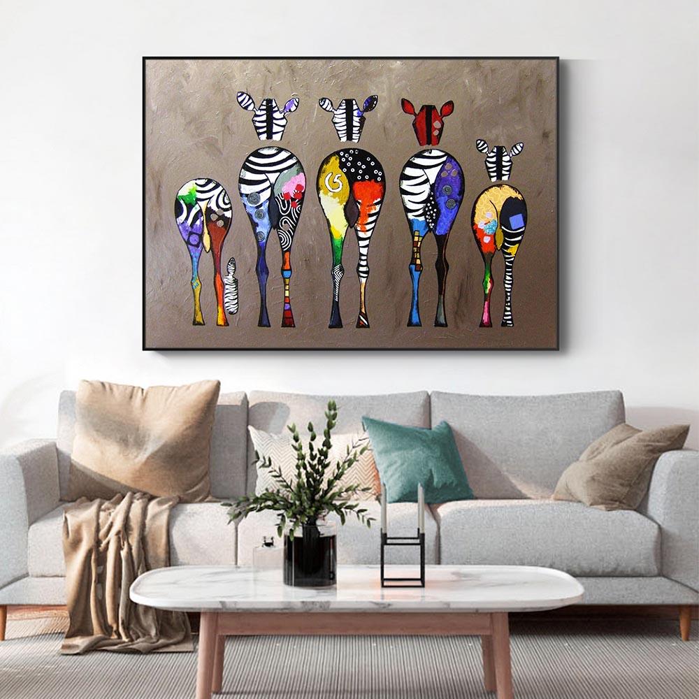 Стена с Цветными Животными, Современный Дом, Гостиная, Декоративное Искусство, Декоративная Живопись