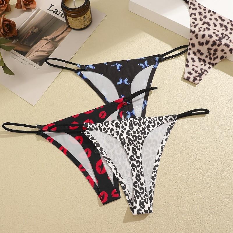 FINETOO Drawstring Print Panty For Women Seamless Briefs Sexy And Comfortable Underwear
