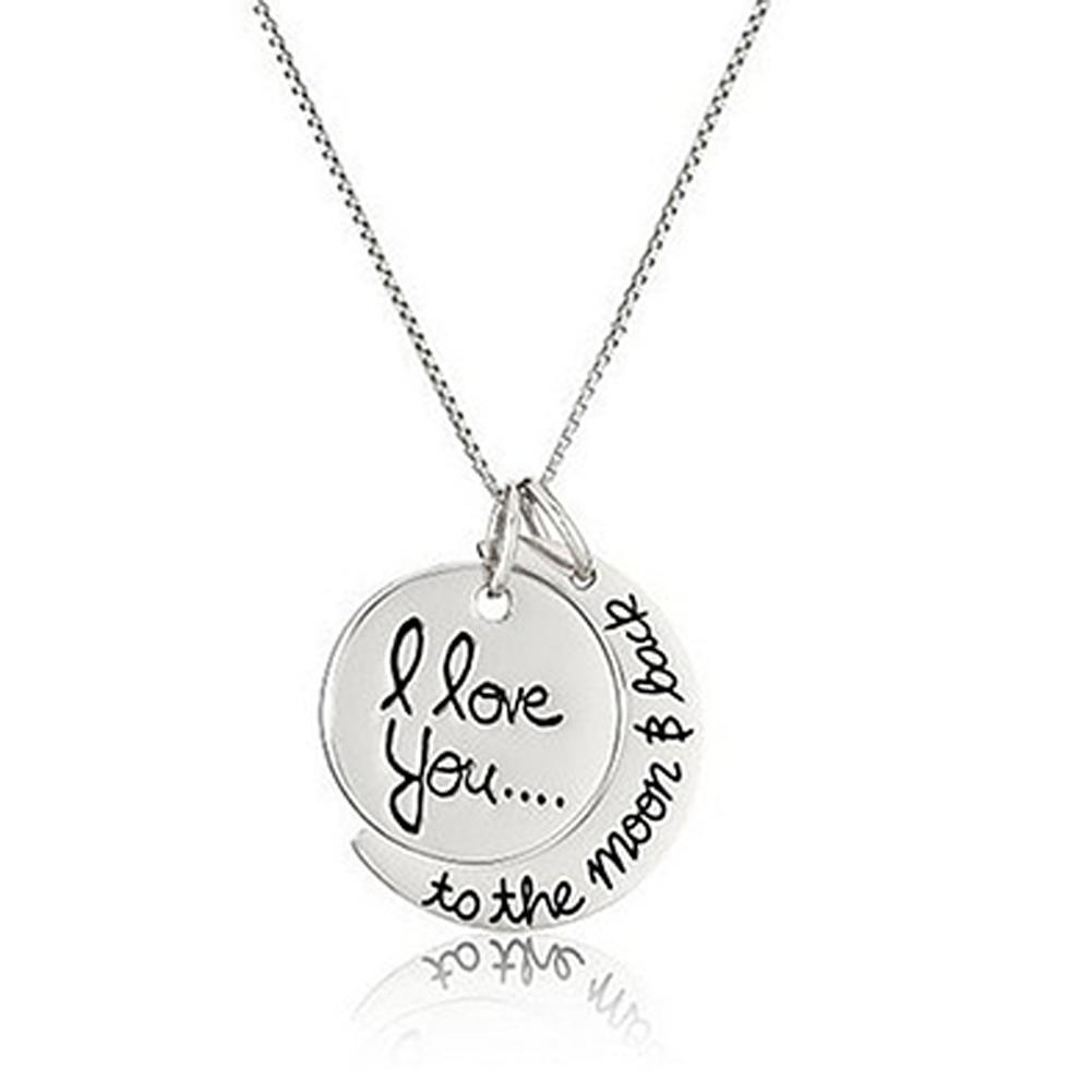 Creative Moon and Sun Shape with Letter Pendant Necklace Fashion Elegant Couple Necklace