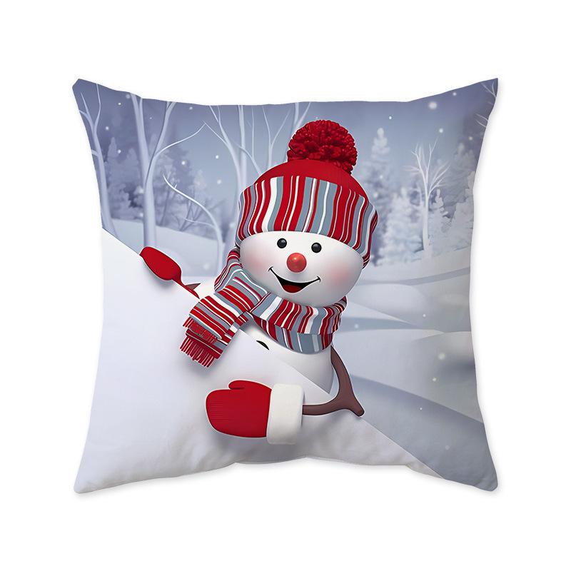Santa Claus Snowman Holiday Pillow Case Gift Sleeper Sofa Bedroom Bedside Imitation Super Soft Pillow Back Pillow Case