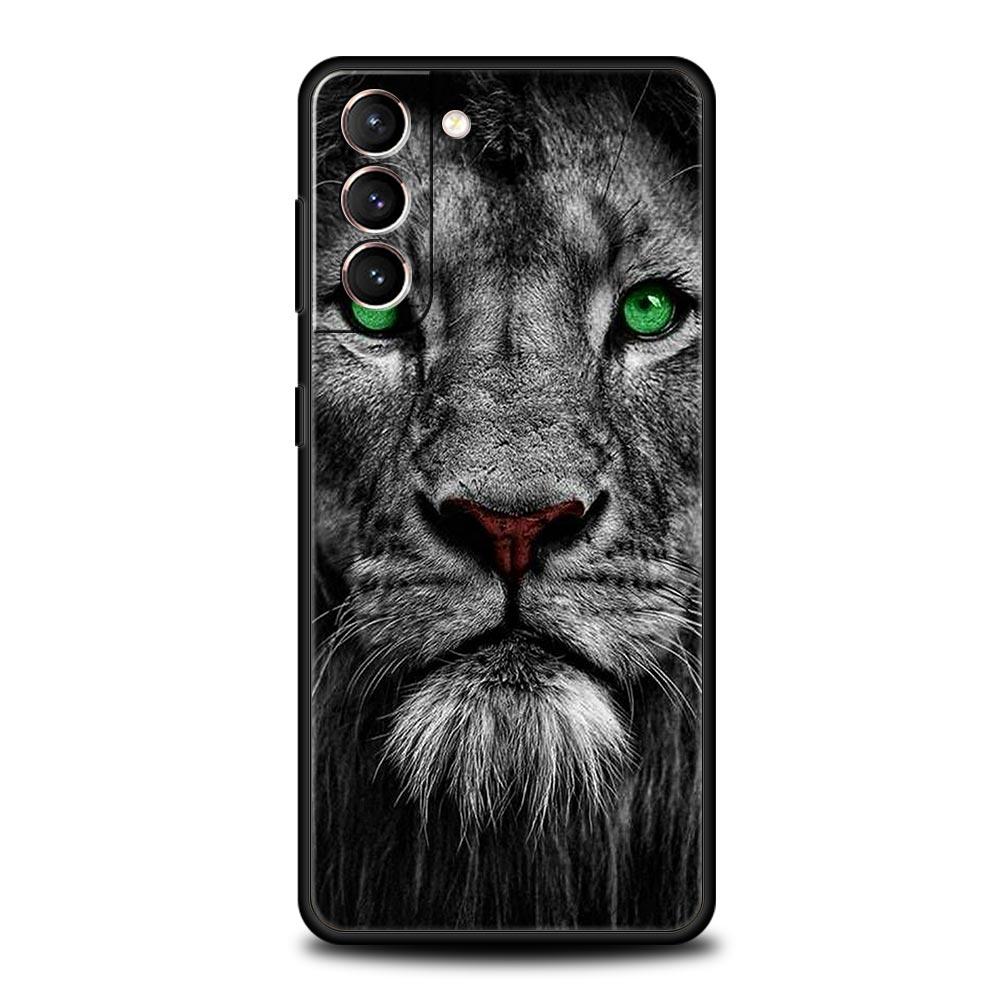 Мягкий ТПУ чехол для телефона Samsung Galaxy S25 S24 S23 S22 S21 Ultra S20 FE 5G S10 S10E Plus Тигр Волк Лев Животное Черная крышка