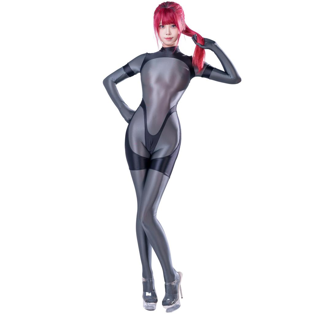 Sexy Cosplay Smooth Shiny Dance Tights [LOST-G] Full-Body Tights, Costume, Pantyhose, (DARK GRAY, L)