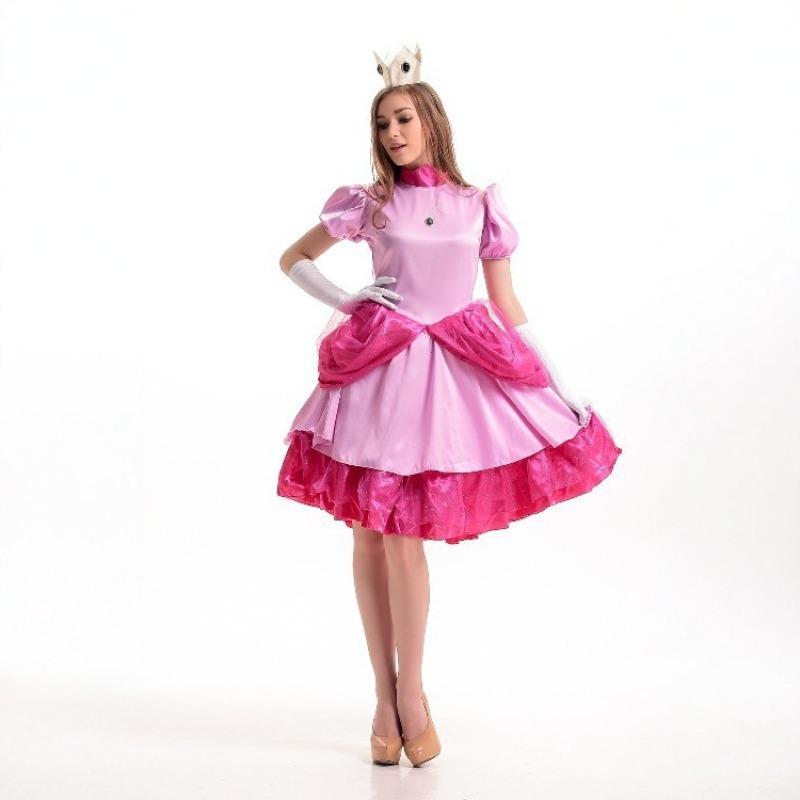 Хэллоуин Супер Мэри Персик Платье принцессы Взрослое женское платье для выступлений Сценическое платье