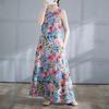 Dimanaf 2025 Women Summer Dress Ladies Basic Long Linen Flower Dress  8131