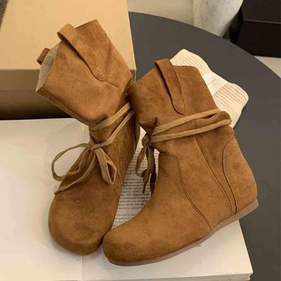 Модные женские ботильоны на шнуровке, замшевые повседневные туфли, зима 2025, новый бренд, женская уютная обувь, дизайнерские челси для женщин