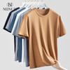 Men's Loose-Fit Short-Sleeve Round Neck T-Shirt, 100% Mercized Cotton.