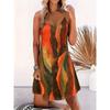 Leaf Print Cami Dress, Vacation Style Sleeveless Dress For Spring & Summer, Women's Clothing
