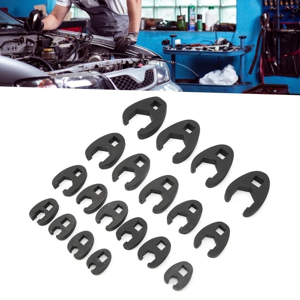 Crow's Foot Wrench Crowfoot Spanner Crow's Foot Wrench Metric Set 8‑32mm/0.3‑1.3in Cr‑Mo Steel with Toolbox Handtool