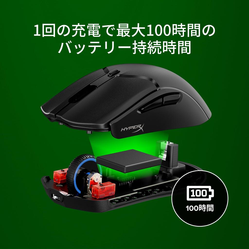 Беспроводная игровая мышь HyperX Pulsefire Haste 2 Mini для компактного и легкого двойного беспроводного подключения, длительное время работы от батареи, черная, для ПК, (59г), (Bluetooth/2.4 ГГц),