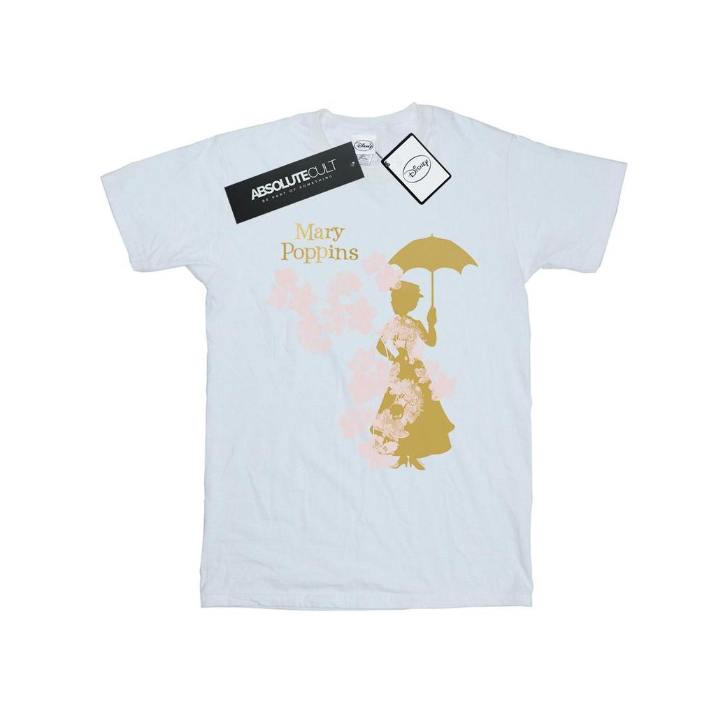 Disney Womens/Ladies Mary Poppins Floral Silhouette Cotton Boyfriend T-Shirt