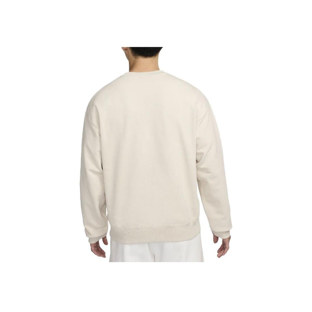 Nike Solo Swoosh Simple Solid Color Brand Small Logo Embroidered Warm Fleece Crewneck Sweatshirt Men sweatshirt Light DX0812-104