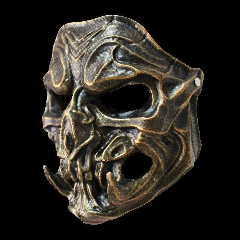 Серебряная и медная маска Хищника из смолы, реквизит для ролевых игр для фестивалей на тему Хэллоуина и костюмирования