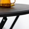 Garden table, Round, Foldable, For 2 people, Wood look, Steel+Plastic. Dark gray, 60 x 60 x 73 cm