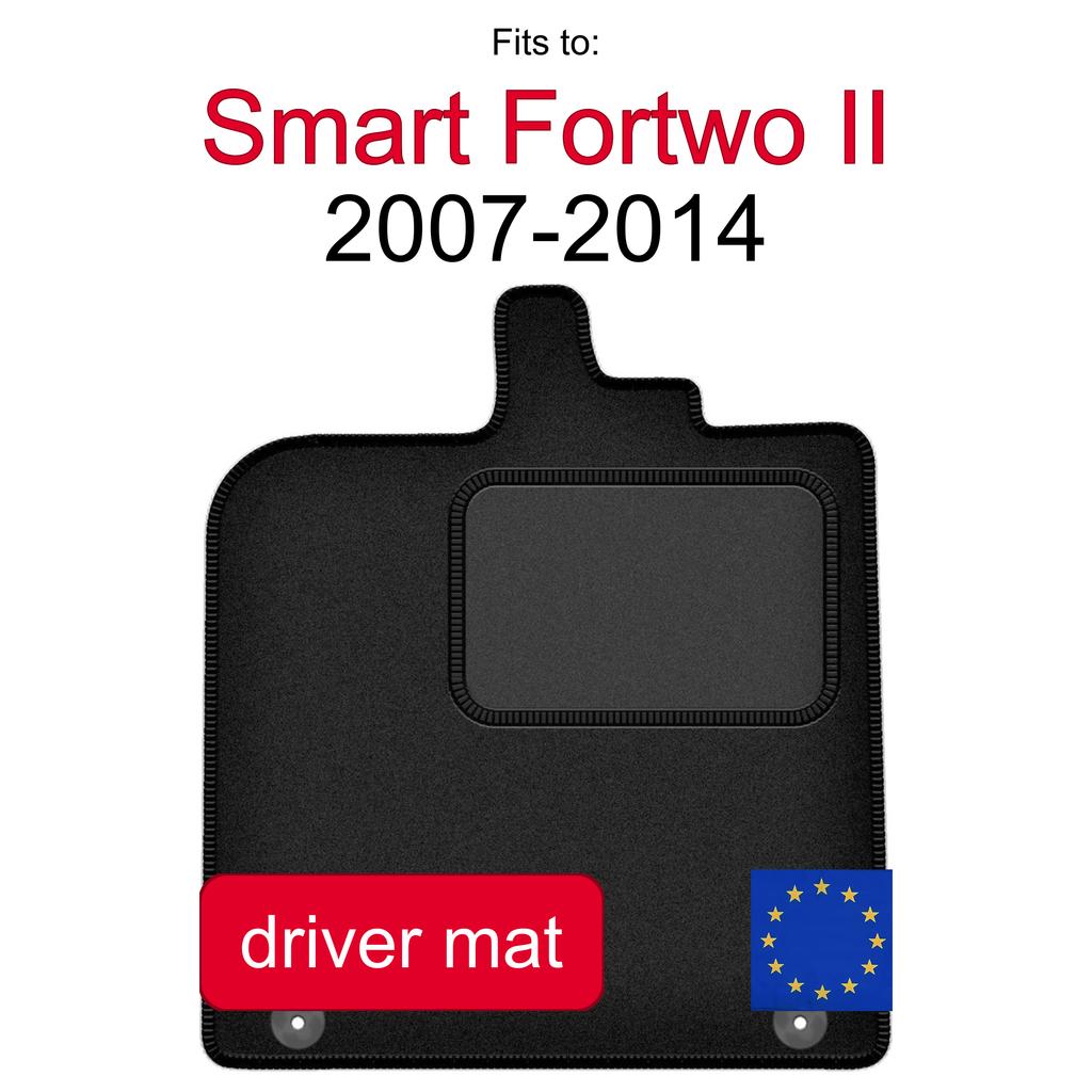 Velour Driver Floor Mat For Smart Fortwo Ii Hatchback (2007-2014)