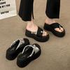 French Rhinestone Toe Slippers Women's Summer Wear 2025 New with Skirt Cover Toe Thick Bottom Fashion Beach Cool Slippers