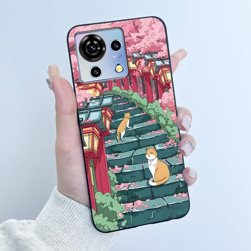 Милый Мультяшный Чехол Для ZTE Blade V50 Vita 4G Печатный Корпус Защитная Крышка Мягкий Силикон Черный Корпус