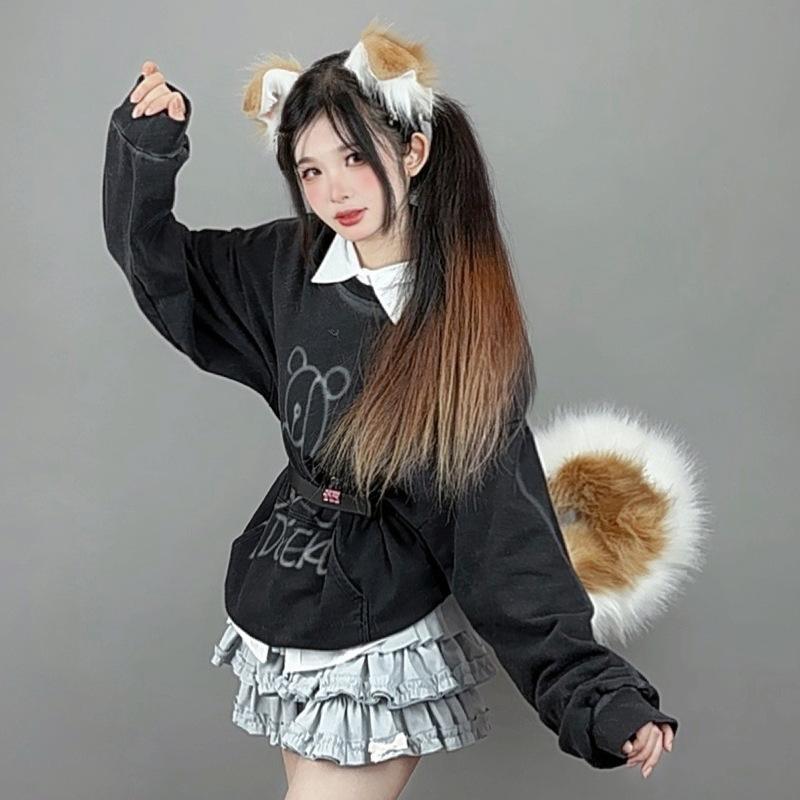 1Pcs Furry Anime Dog Ear Headband Tail Set Cute Cosplay Dress Up Accessories for Comic-Con Roleplay Events
