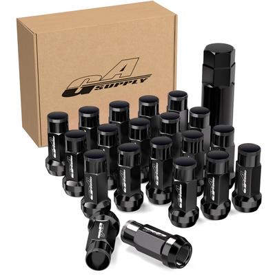 GAsupply Колесные гайки M12xP1.25 Конические 60° Длинная гайка Сквозной тип Гоночная гайка Сталь Головка Набор из 20 штук