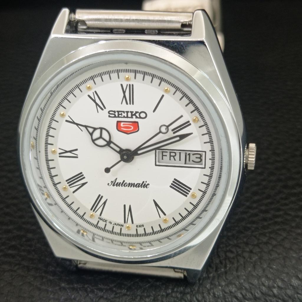 ЯПОНСКИЕ ВИНТАЖНЫЕ ОТРЕМОНТИРОВАННЫЕ МУЖСКИЕ АВТОМАТИЧЕСКИЕ ЧАСЫ SEIKO 5 С РИМСКИМИ ЦИФРАМИ a442658-1