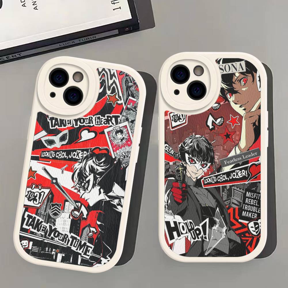 Persona 5 Для iPhone 16 15 14 13 12 11 Pro Max Plus Ударопрочный Кожаный Мягкий Чехол для Телефона