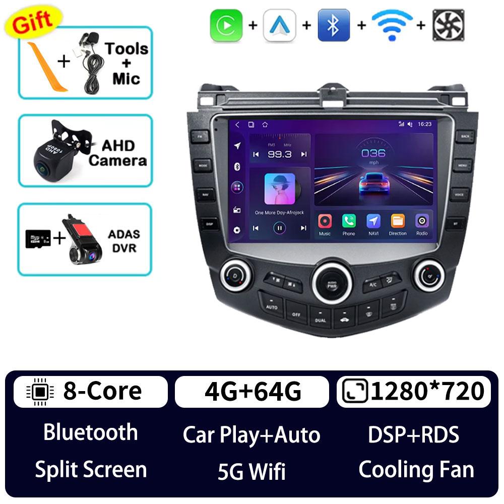 Автомагнитола Android 15 для Honda ACCORD 7 2003 - 2007, GPS-медиаплеер, беспроводной Carplay, Android Auto, головное устройство Navi, BT-стерео