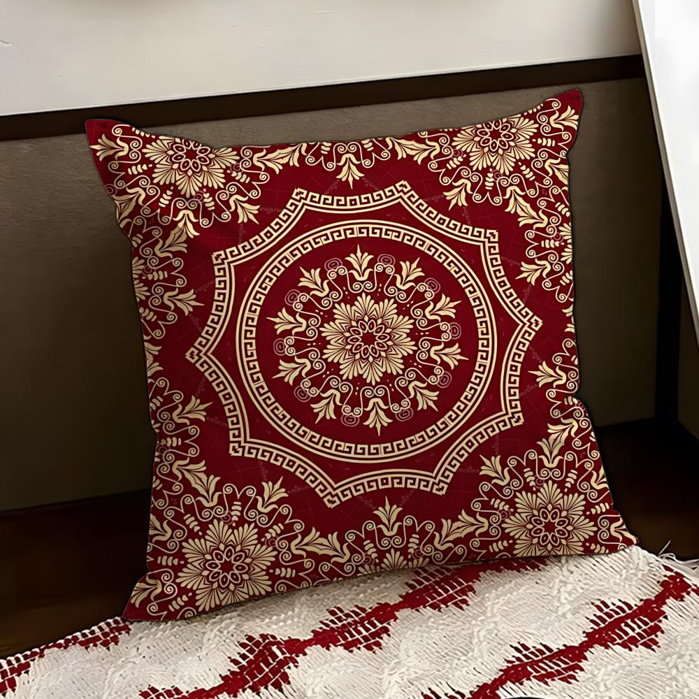 Quaint European Retro Motif Cushion Cover Reversible Soft Durable Pillow Cover Home Car MultiScene Use for Daily Comfort