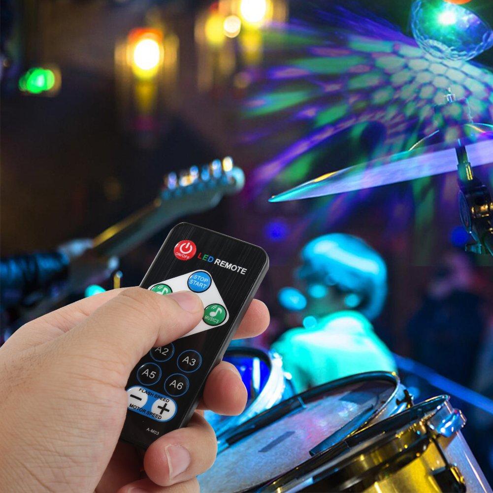 Litake LED Mirror Ball Disco Light for Home Use Rotating 3W RGB 7 Color Changing Voice Activated with Remote Control Club Party Stage Lighting of (Set