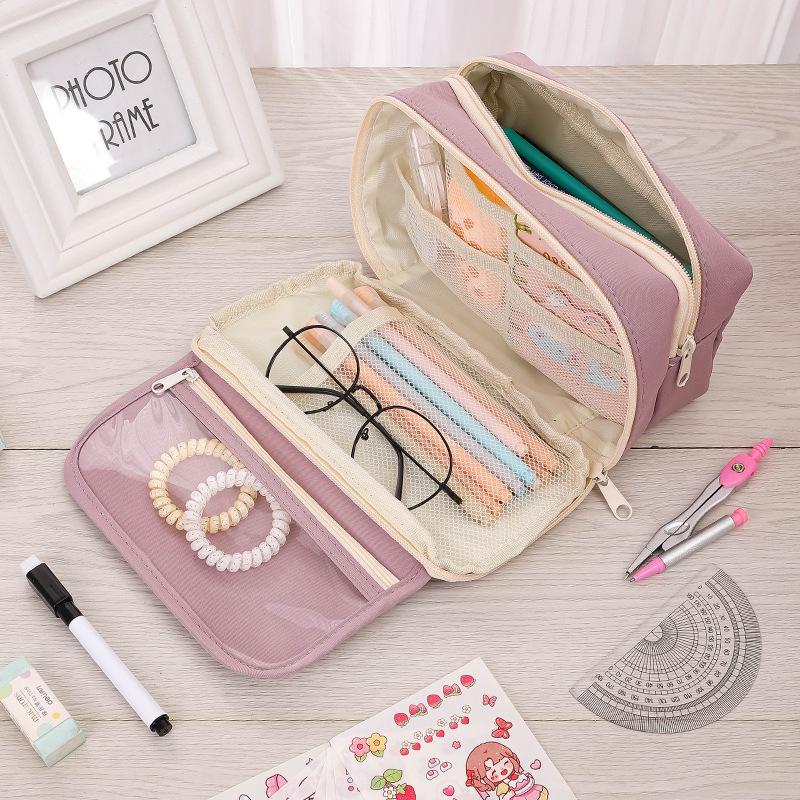 Nine-Layer Transparent Panda Pencil Case - Stylish and Practical Stationery Bag for Students