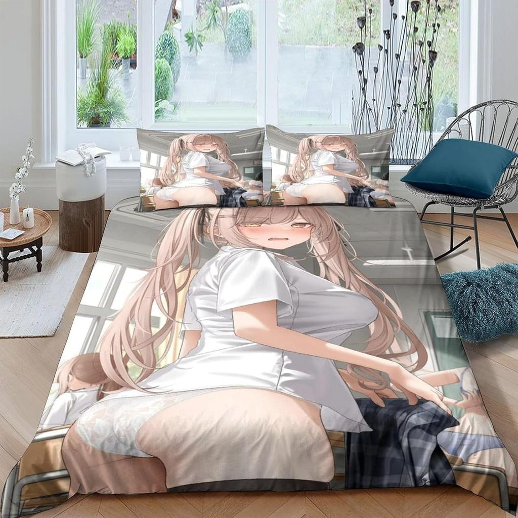 Полная и сексуальная девушка 3D-принт аниме девушка, девочка, мальчик, взрослый пододеяльник, простыня, молния и наволочка, мягкий ультраф