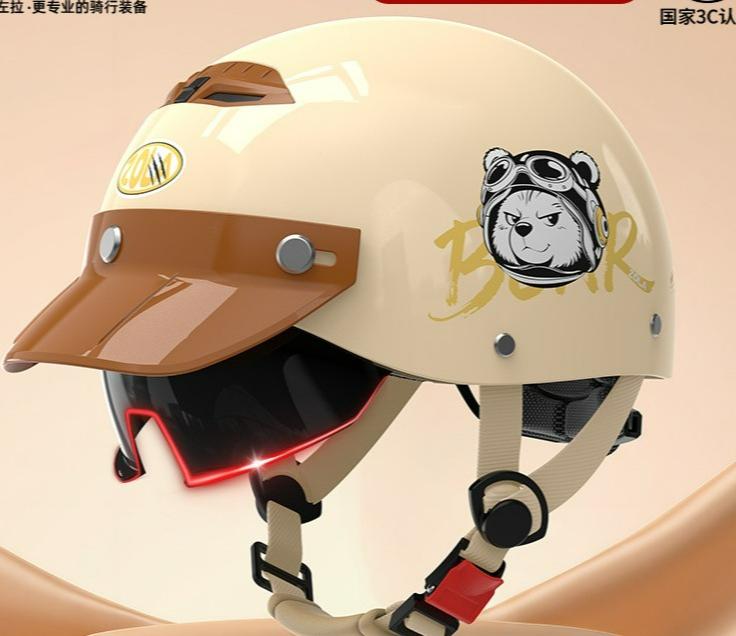 3C Certified Electric Vehicle Helmet Summer Cool Sunscreen Women's Ultra Light Battery Motorcycle Half Helmet