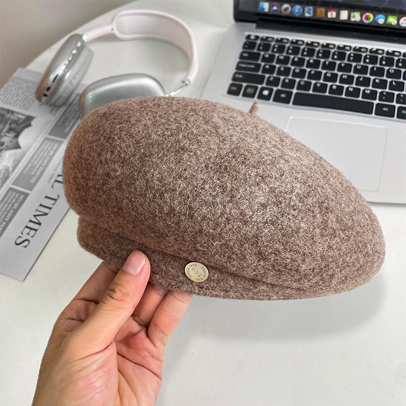 Шерстяной берет женский осенне-зимний литературный и ретро шляпа художника темпераментный универсальный для маленького лица теплая шляпа-бутон