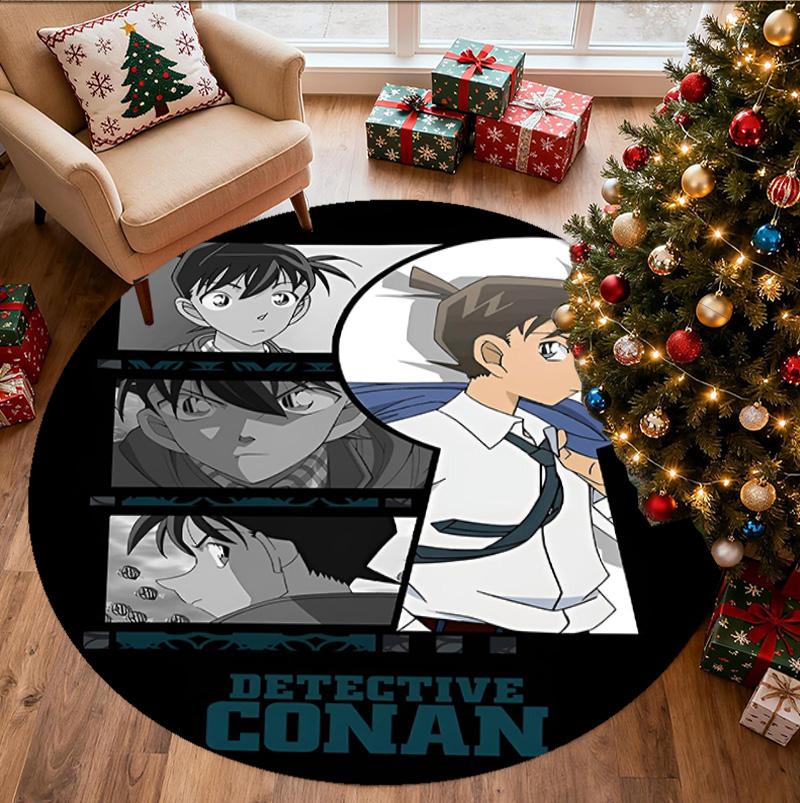Detective Conan Pattern Round Rug, Indoor/Outdoor Mat, for Picnic, Gameroom, Bedroom, Office, Living Room, Home Decor Carpet, Birthday Gift