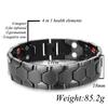 Magnetic Therapy Jewelry Men Adjustable Magnetic Bracelet Black Stainless Steel Homme Bracelet