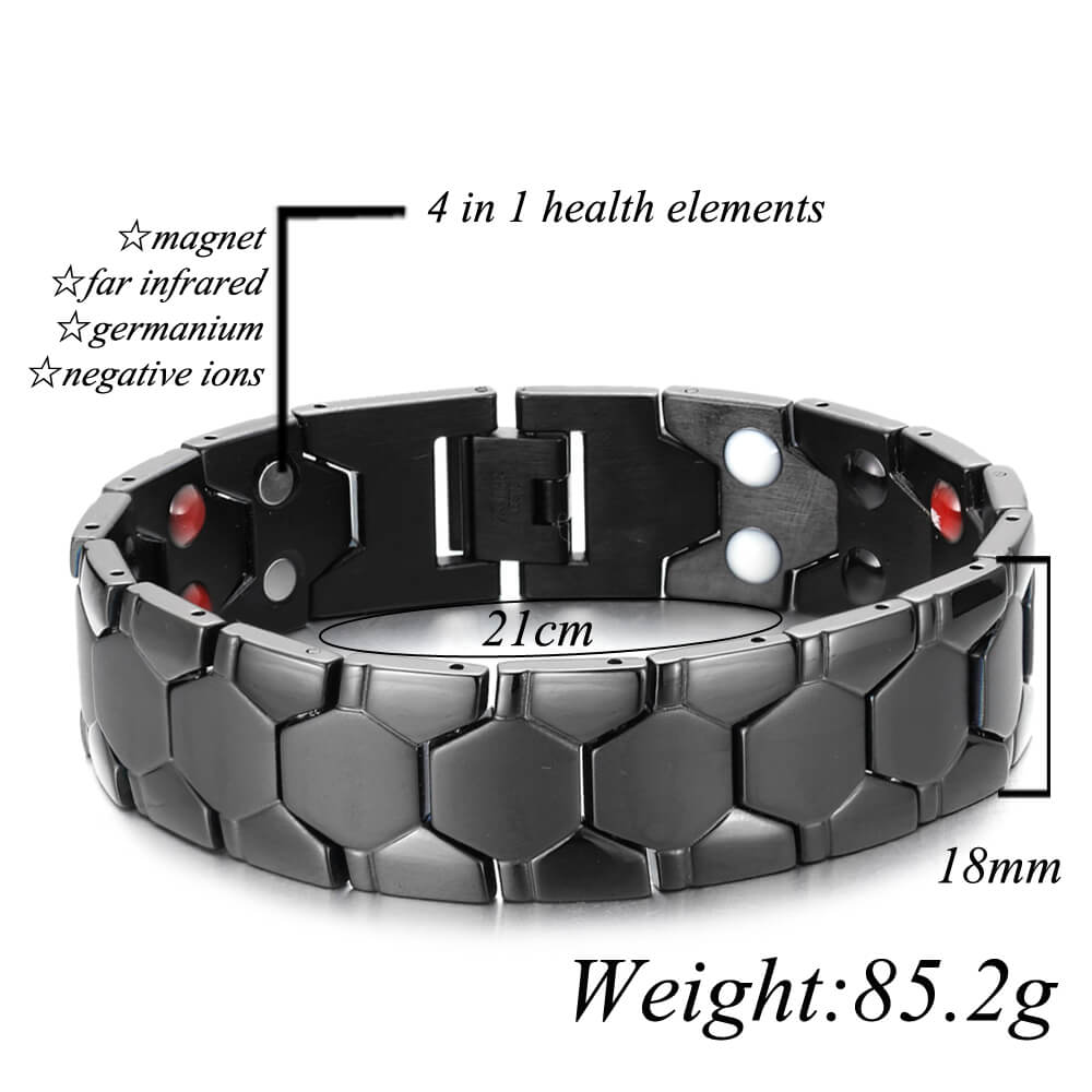 Magnetic Therapy Jewelry Men Adjustable Magnetic Bracelet Black Stainless Steel Homme Bracelet