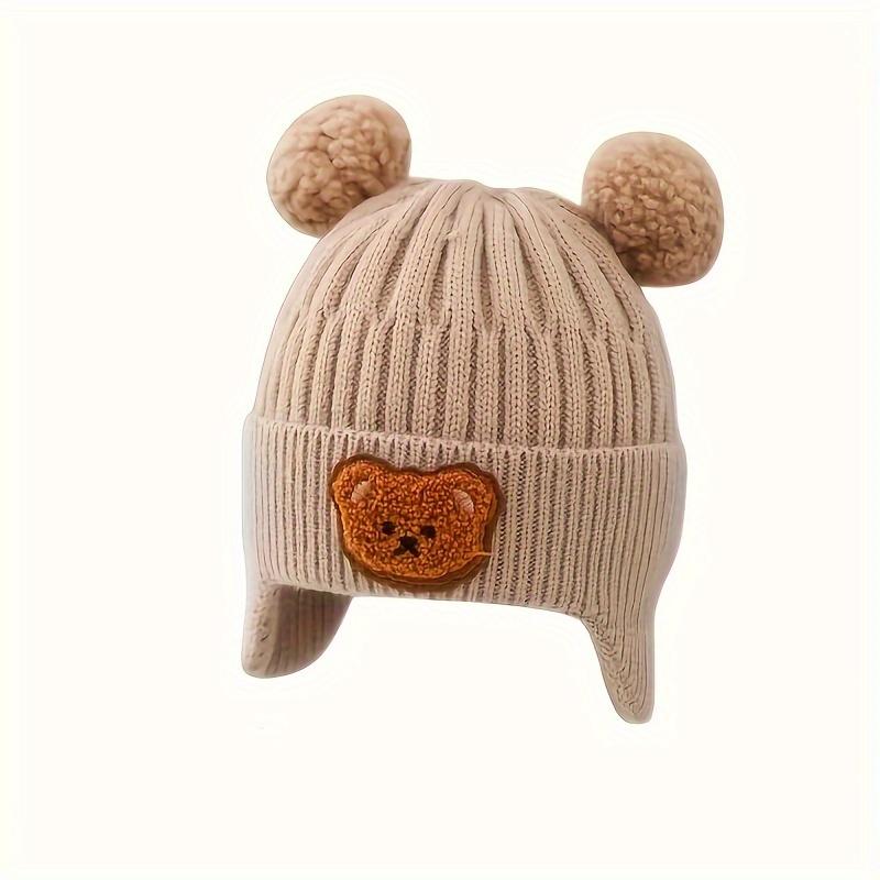 1 шт. Утепленная меховая шапка с милым медведем для мальчиков и девочек 0–3 лет