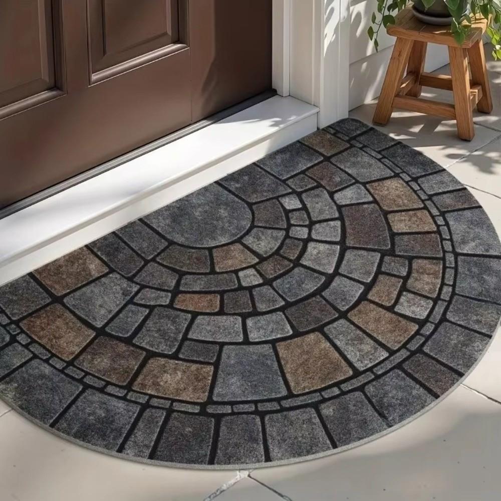 Absorbent Half-Circle Door Mat Soft Non-Slip Floor Mat Unique Semi-Round Entry Mat  Front Door