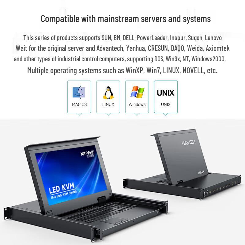 MT-viki 15.6-inch Rackmount HDMI KVM Switch with Integrated Display