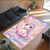Unicorn Theme Crystal Velvet Floor Rug Personalized Custom Name Text Warm Carpet Home Decoration