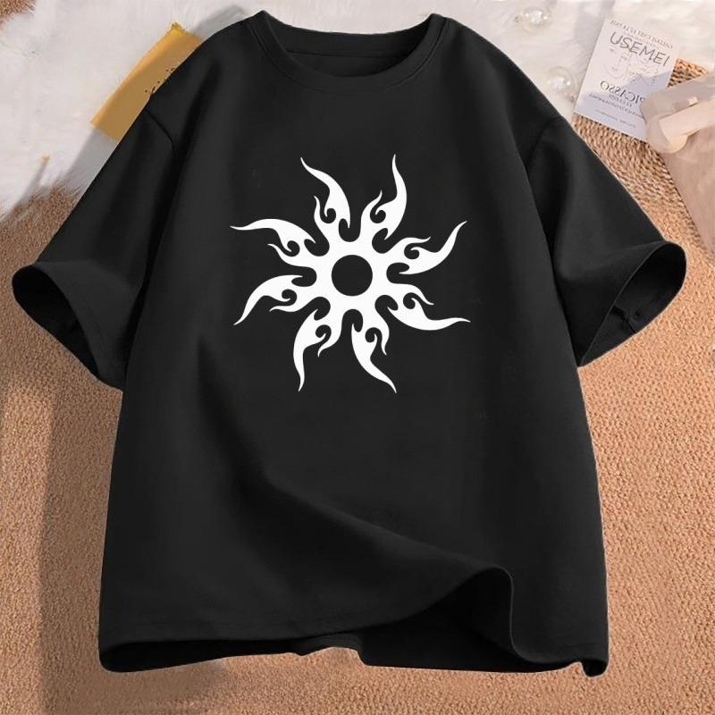 Tribal Sun Graphic Black Cotton T-shirt
