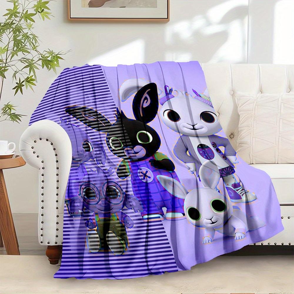 1pc Flannel Throw Blanket, Bunny,Friends,BingPattern Printed Blanket, Warm Cozy Soft Blanket For Couch Bed Sofa Car Office Camping Travellin