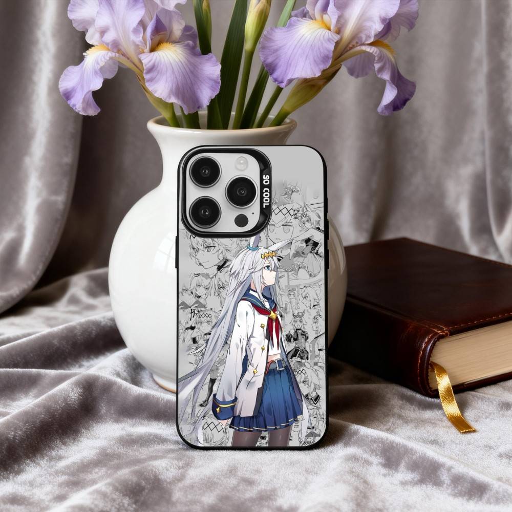 Чехол для телефона U-Uma Musume Pretty Derby O-Oguri Cap для iPhone 17, 16, 15, 14, 13, 12, 11 Plus, Pro Max Черный Конфетный серебристый чехол для телефона