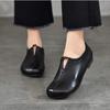 Casual Solid Color Loafers Genuine Leather Flat Shoes Round Toe Soft Sole Women's Slip-on Shoes