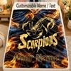 Flannel BlanketScorpions Custom Name Text Personalized Soft Warm Throw Blanket Home Decor Gift