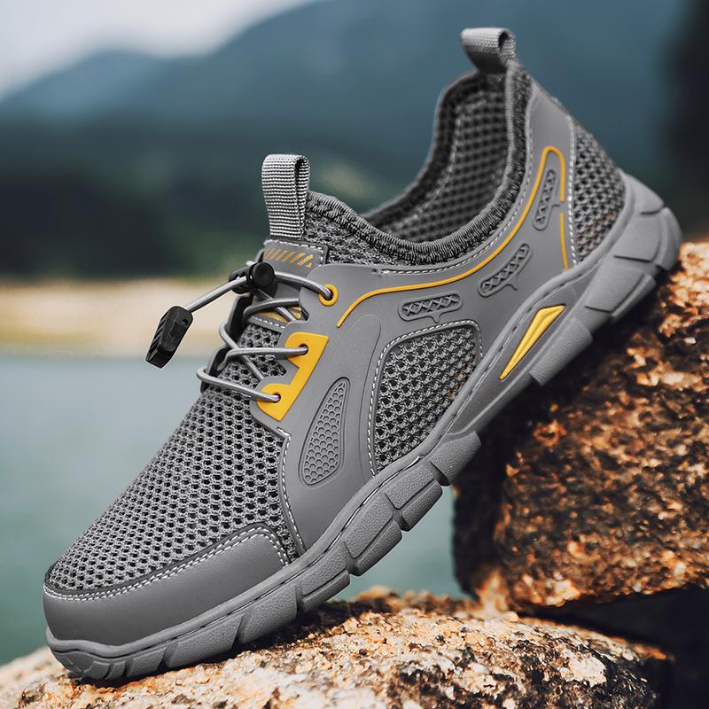 Летняя обувь для мужчин, модная повседневная дышащая обувь, уличные кроссовки с плоским дном и противоскользящей сеткой, удобная походная обувь
