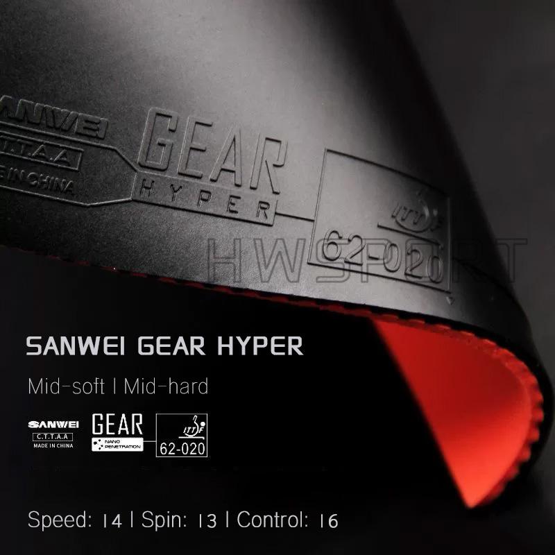 SANWEI GEAR HYPER Накладка для настольного тенниса Полулипкая резиновая пластина для пинг-понга с предварительно настроенной средней бисквитной насадкой