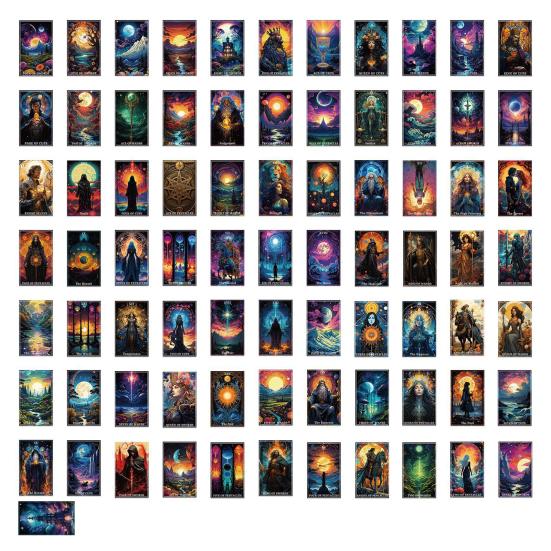 78 шт., наклейки Таро, ПВХ, водонепроницаемые, устойчивые к выцветанию, сделай сам, наклейки для ноутбука, багажа, яркие цветные наклейки для карт Таро